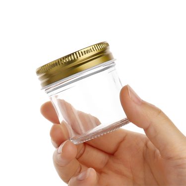 75ml Glass Mason Jar Small Clear Food Storage Jar with Gold Metal Lid for Honey Jam Spices Sauce and Custom Packaging
