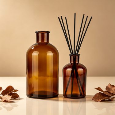 Bulk 250ml 1000ml Amber Glass Reed Diffuser Bottle with Polymer Stopper for Home Fragrance and Custom Wholesale Packaging