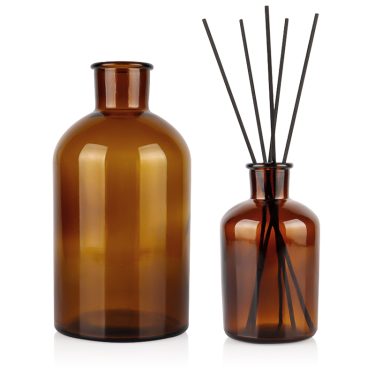 Wholesale 8oz 32oz Amber Glass Reed Diffuser Bottles with Polymer Stopper for Custom Home Fragrance Packaging