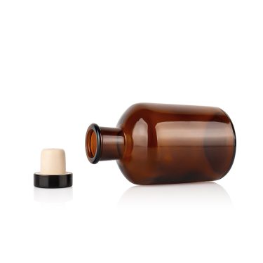 Bulk 250ml 1000ml Amber Glass Reed Diffuser Bottle with Polymer Stopper for Home Fragrance and Custom Wholesale Packaging
